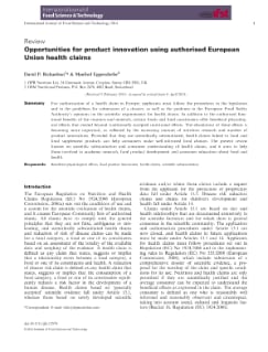 Opportunities for product innovation using authorised European Union health claims