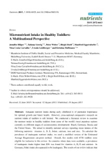 Micronutrient Intake in Healthy Toddlers: A Multinational Perspective