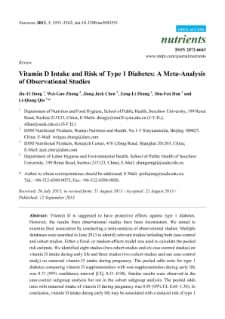 Vitamin D Intake and Risk of Type 1 Diabetes: A Meta-Analysis of Observational Studies