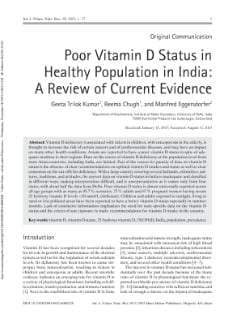 Poor Vitamin D Status in Healthy Population in India: A Review of Current Evidence